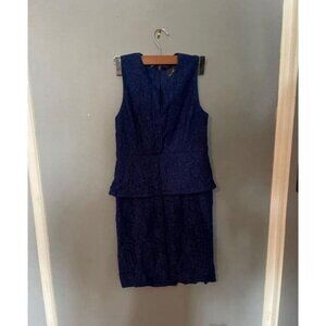 Adrianna Papell Blue Lace Dress 4P Petite Cocktail Formal Wedding Party